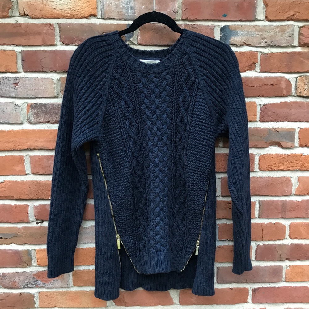 Michael Kors Cable Knit Sweater with Gold Detail